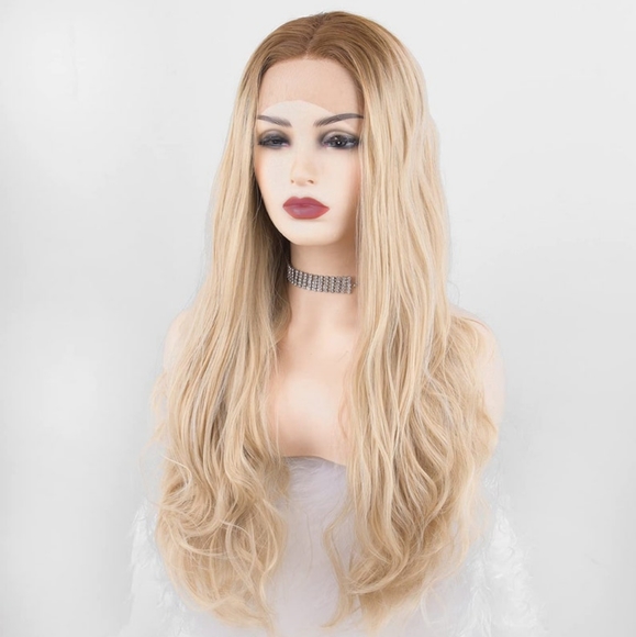 Blonde Wig,Ombre Brown Light Blonde Lace Front Wig for Women Best Synthetic Hair - Picture 1 of 4
